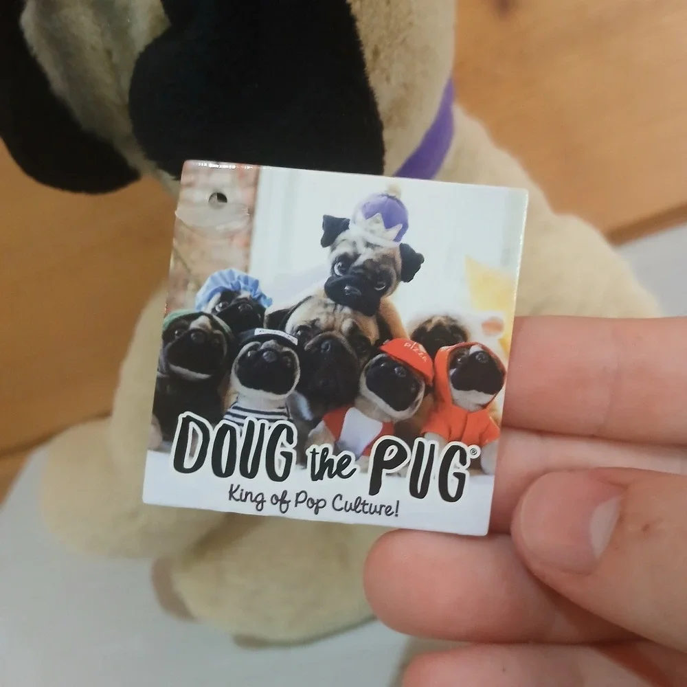 NWT Doug the Pug Plush Plushie with Purple Collar King Crown D42